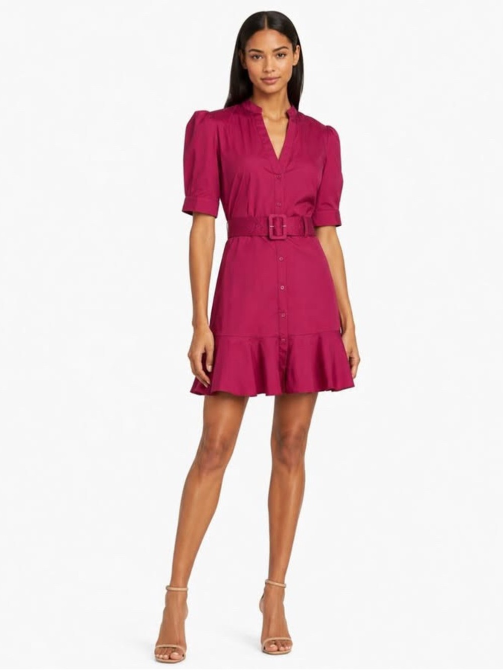 NWT Veronica Beard Molly Cotton-Blend Belted Mini Dress